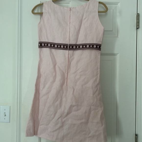 Pink linen Sleeveless Dress - Picture 3 of 5